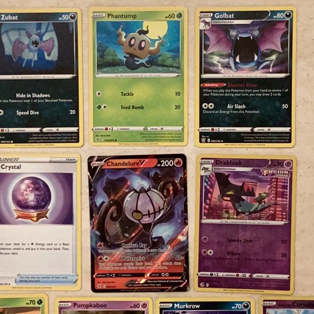 Halloween 2021 Pokemon Cards Chandelure V Drakloak Corsola Lot Of 10 TCG Holo